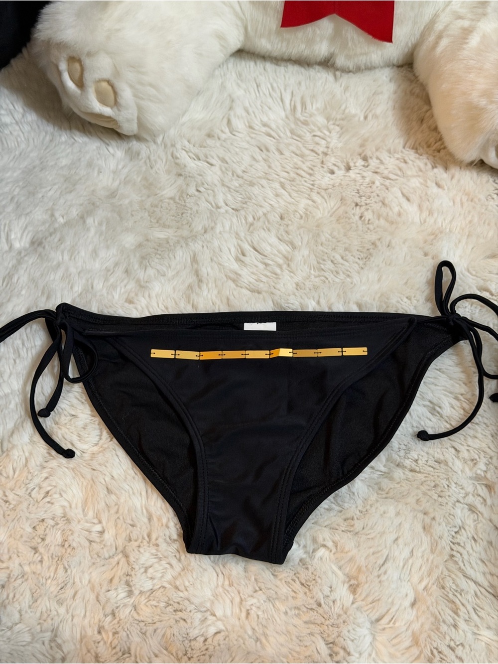 NEW! Xhilaration Black Bikini Bottom with Gold Bar Accent size small